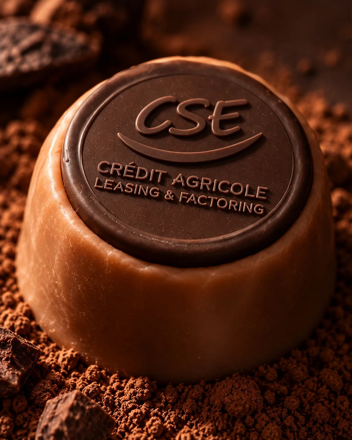 Simulation du logo CSE CA-LEF sur un bonbon rond